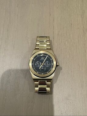 Alpha Era Gold-Tone Men's Chronograph Watch with Black Dial